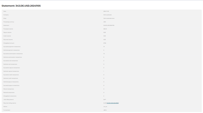 The Statement details page (part 1 of 3)