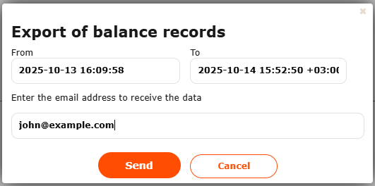Export balance records