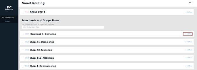 The “+Add Flow” button on the account pane