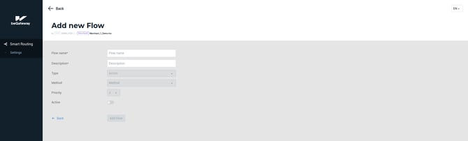 The form to add a new flow