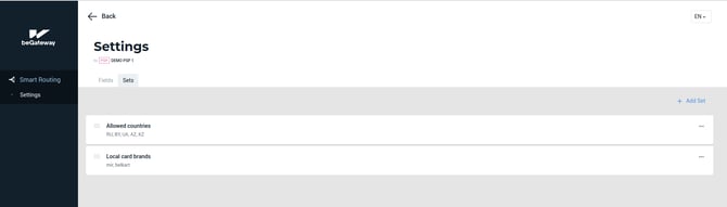 A list of sets for an account