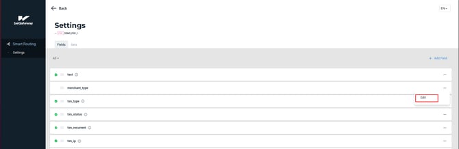The Edit item of the drop-down field menu