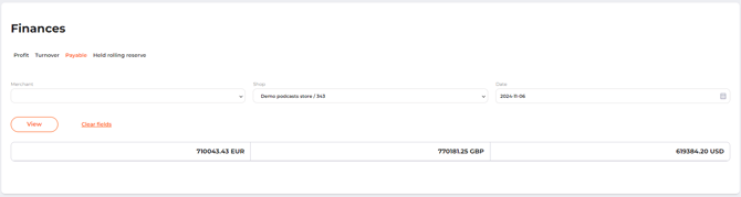 The Payable tab page