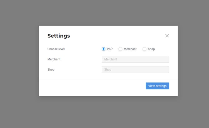 The form to choose an account for settings