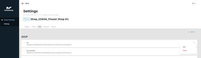 The Edit item in the Set menu