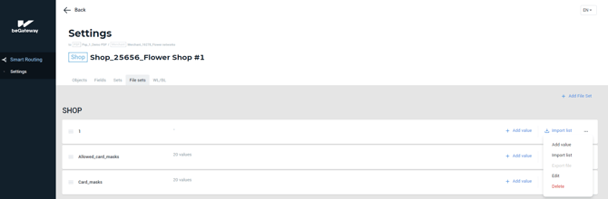 The Edit item in the File set menu