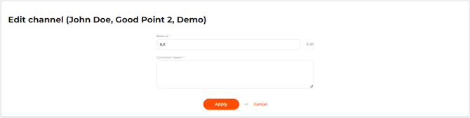 The balance adjustment page