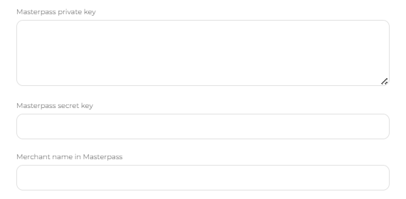 The Masterpass settings on the merchant editing page