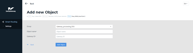 The form to create a new object
