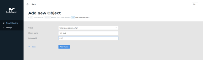 The object parameters for the sample object