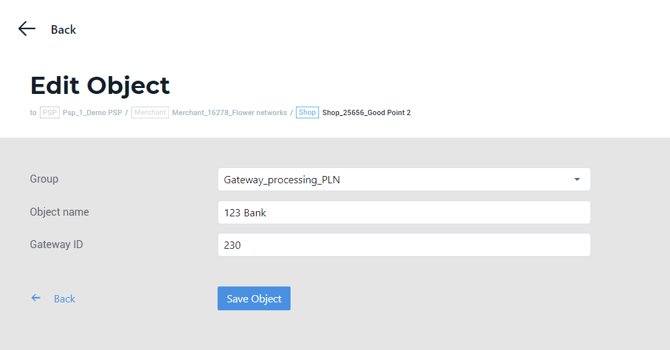 The form to edit an object