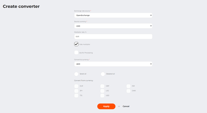 Converter creation page
