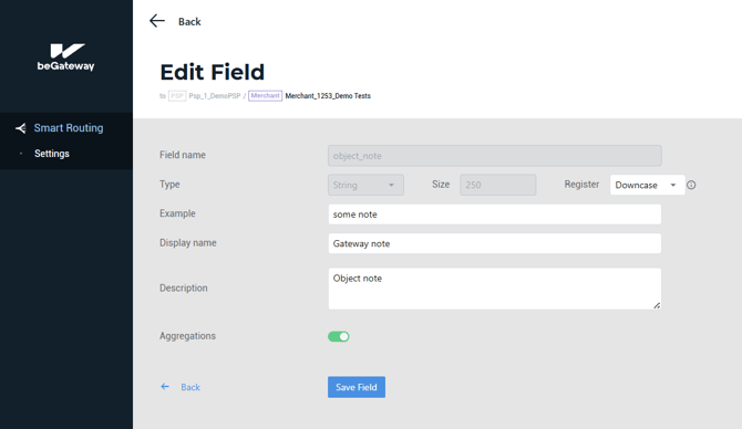 The Edit Field form